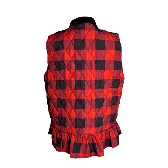 Charlie Paige Women’s Plaid Quilted Vest With Ruffle Size M - Picture 3 of 12